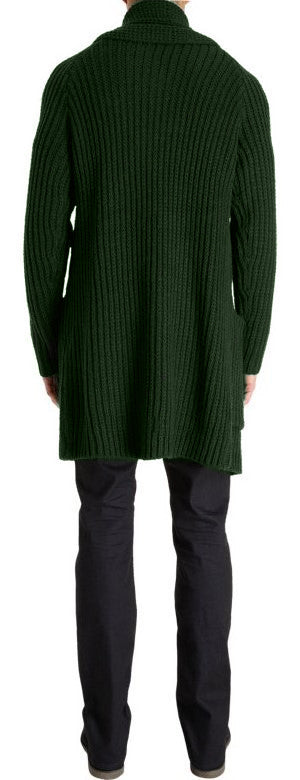 Hand-Knitted Men's Woolen Long Cardigan 137A - KnitWearMasters