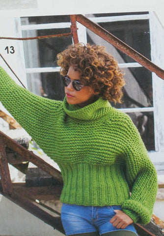Womens Hand Knit Wool Turtleneck Sweater 58K - KnitWearMasters
