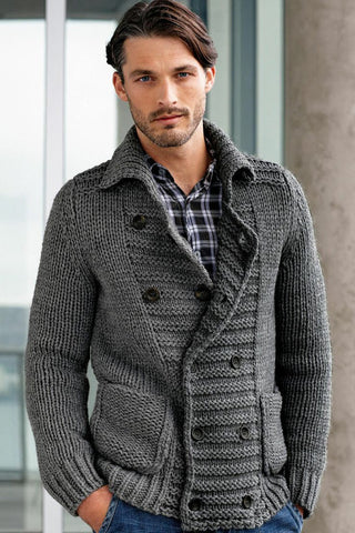 Men's Hand Knit Double Breasted Cardigan 19A - KnitWearMasters