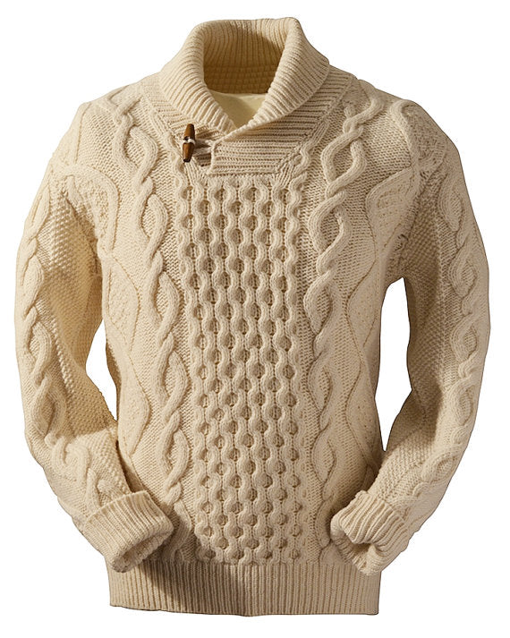 Men's Hand Knit Shawl Collar Sweater 107B - KnitWearMasters