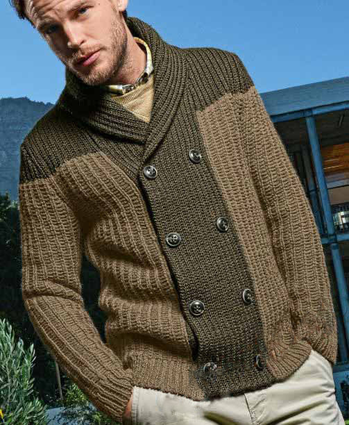 Mens hand knitted wool cardigan 65A - KnitWearMasters