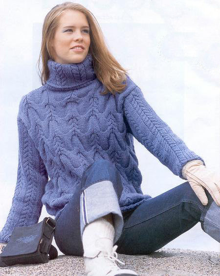 Womens Hand Knit Turtleneck Sweater 13K - KnitWearMasters