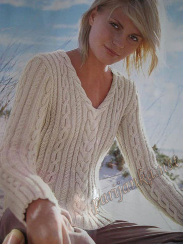 Women's Hand Knit V-neck Sweater 60J - KnitWearMasters
