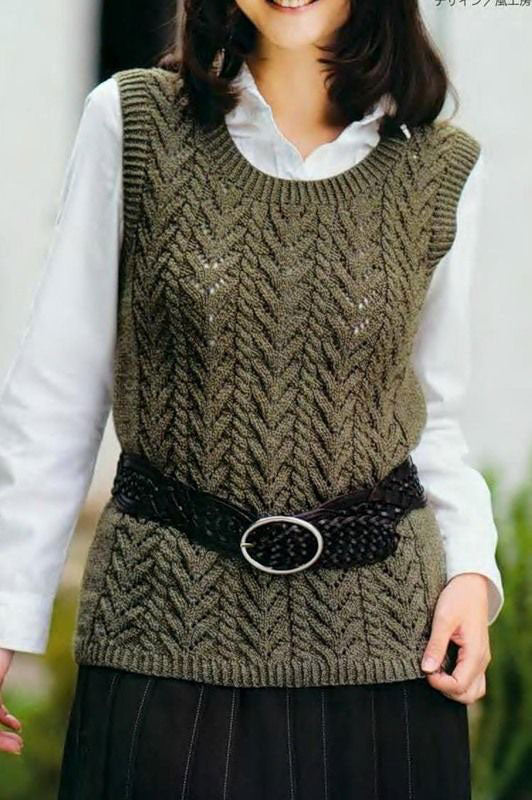 Womens Hand Knit Wool Vest 62N - KnitWearMasters