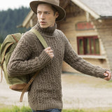 Men's Hand Knitted Wool Turtleneck Sweater 53B - KnitWearMasters