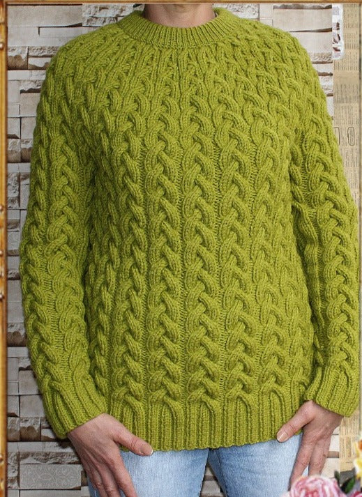 Men's Hand Knit Crewneck Cabled Sweater 93B - KnitWearMasters